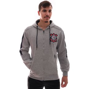 Jaqueta Moletom Corinthians Escudo Mescla Preto