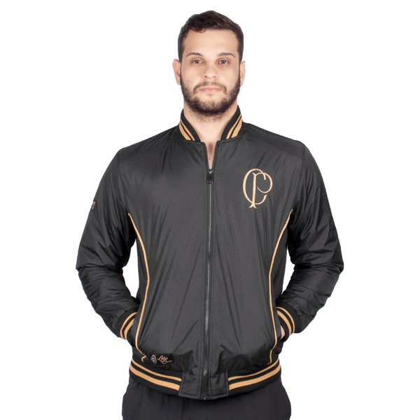 Jaqueta Corinthians Bomber Preto e Dourado