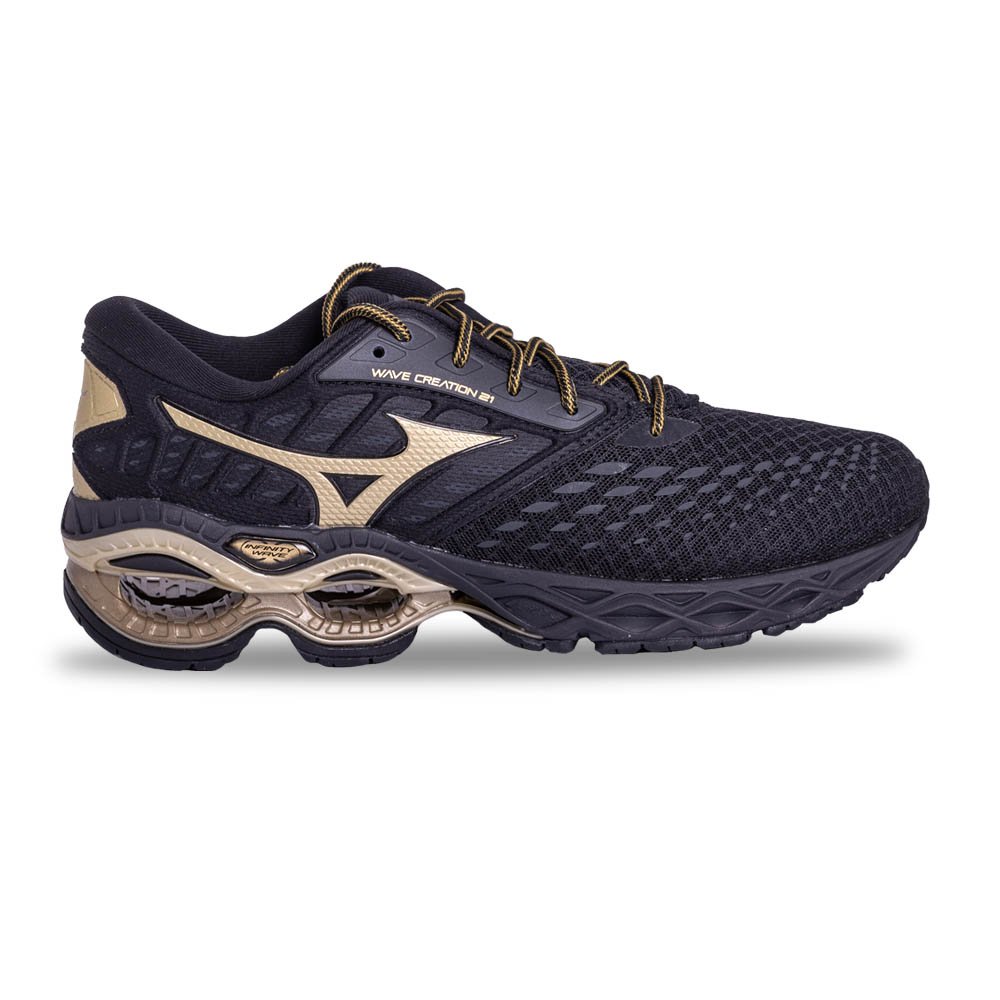 Tênis Mizuno Wave Creation 21 Preto/Dourado