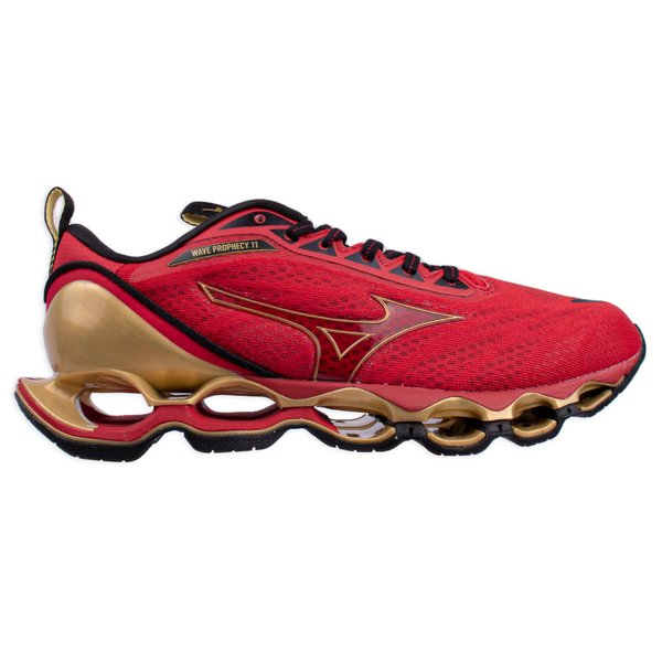 Tênis Mizuno Wave Prophecy 11 Vermelho e Dourado