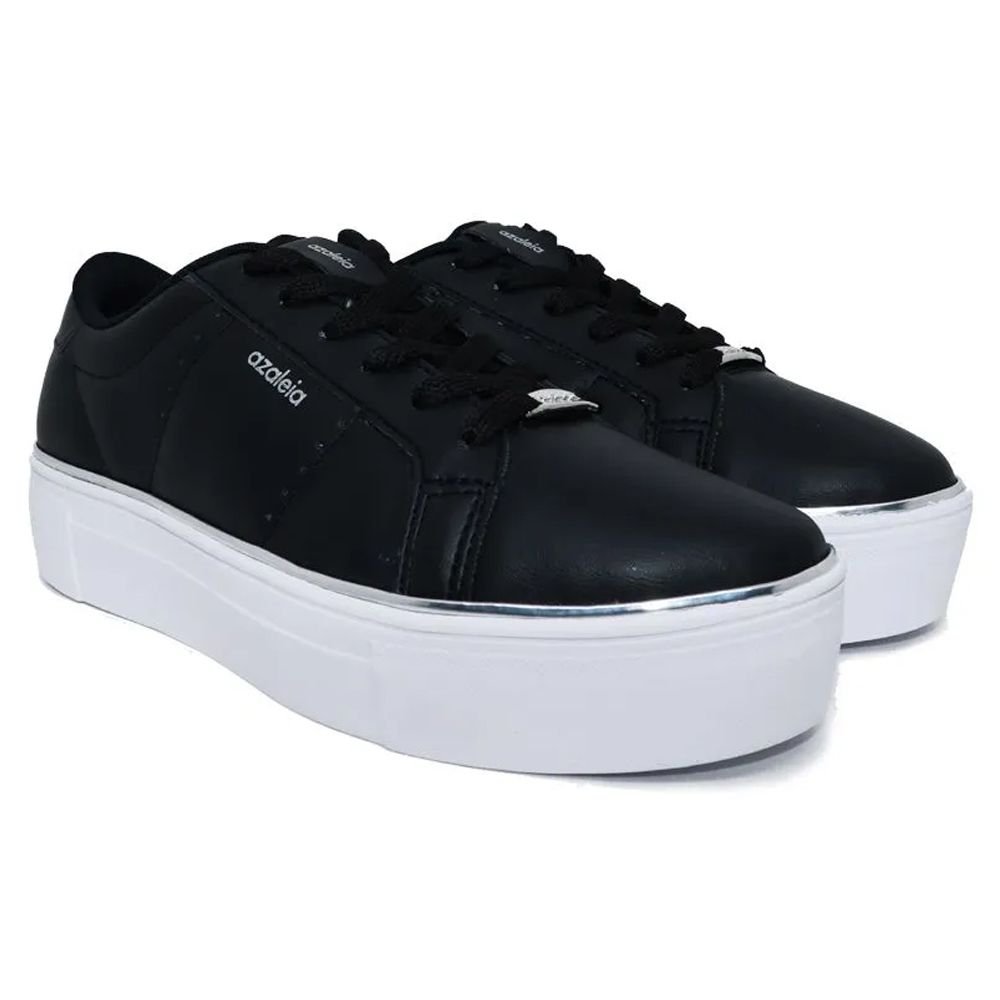 Tênis Azaleia Flatform Friso Metalizado Preto